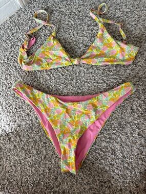 Dippin daisys Floral Pink & Yellow Bikini Set